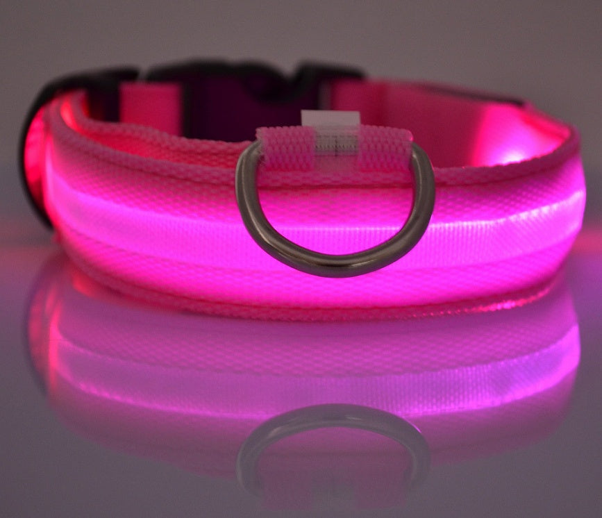 Nylon LED Pet Dog Luminous Collar Night Safety Flashing Glow in Dark Dog Cat Leash Adjustable Pet Supplies Directbuyers