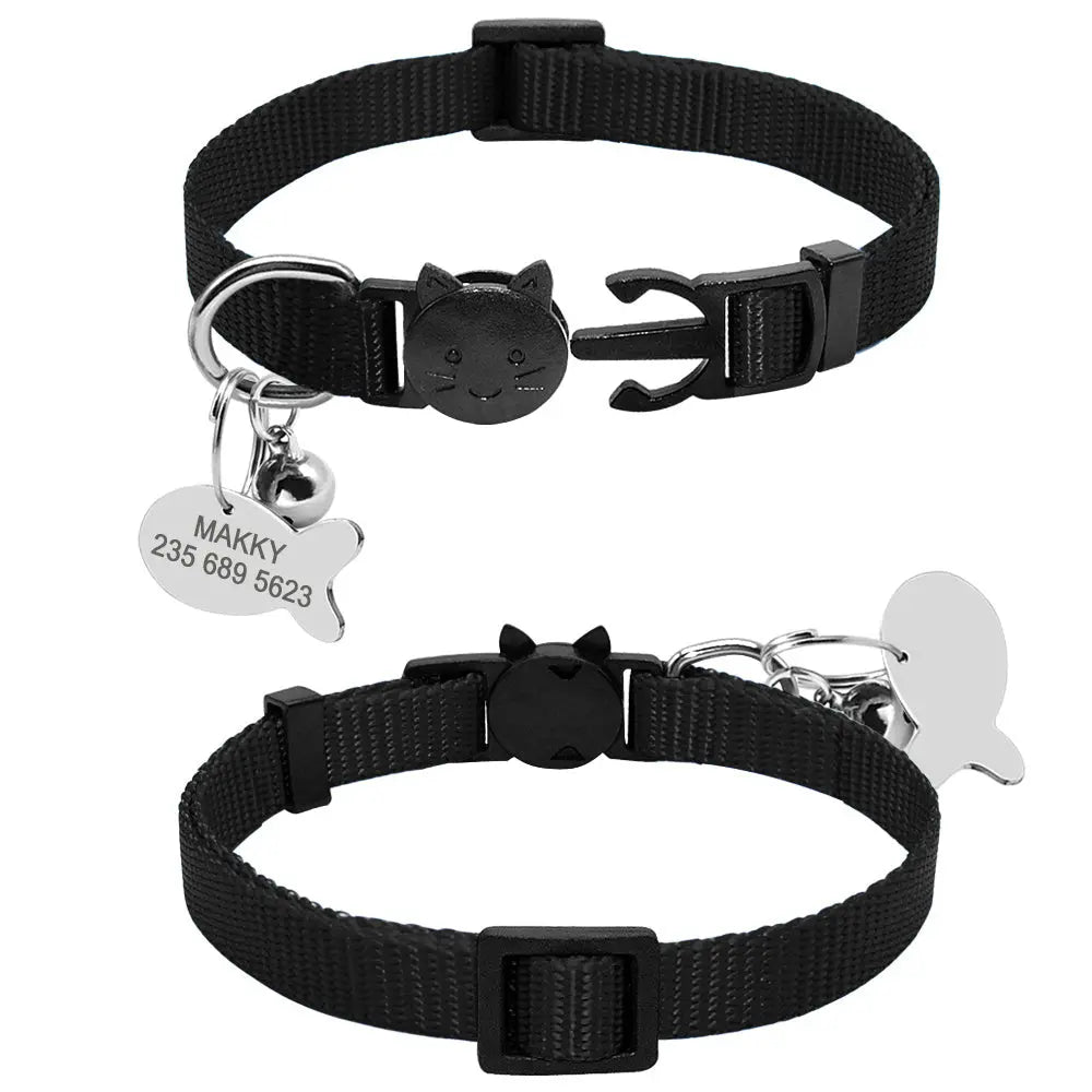 Personalized Safety Breakaway Nylon Quick Release Cat Collar ID Tag Set - Directbuyers