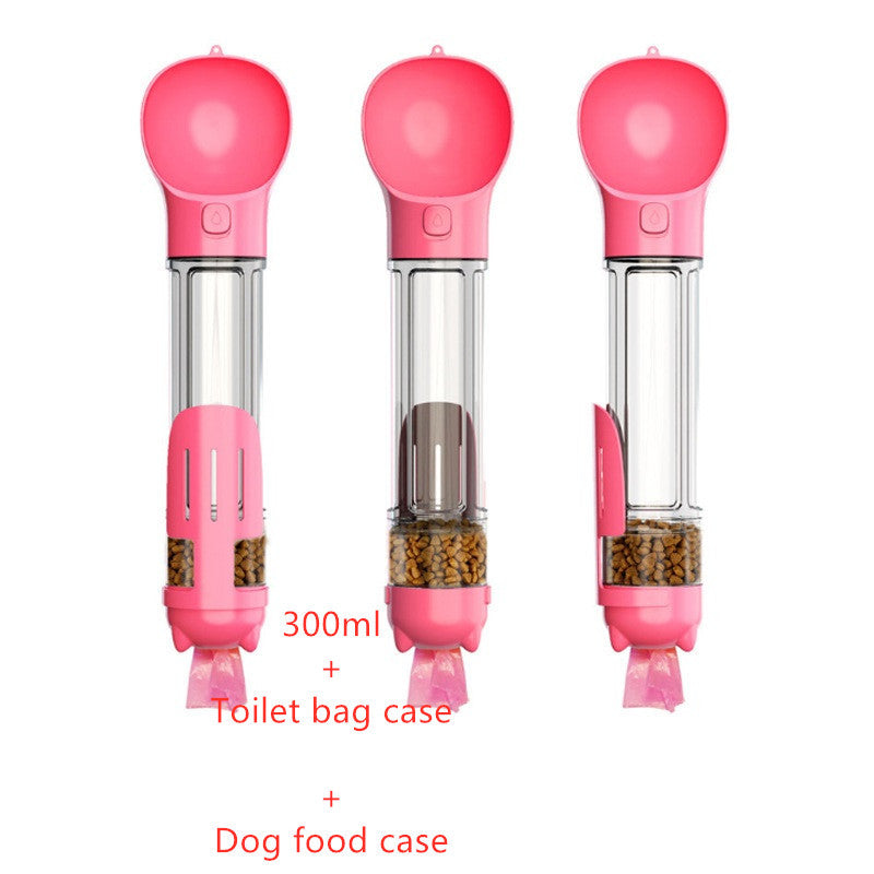 3-in-1 Portable Pet Water Bottle Feeder & Bowl with Garbage Bag Storage for Travel Directbuyers