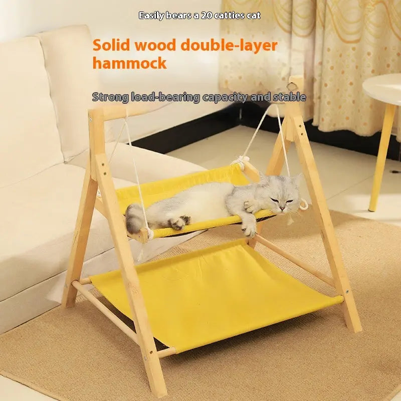 Double-Layer Cat Hammock - Universal Wooden Nest for All Seasons Directbuyers