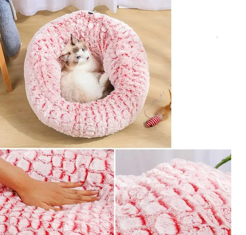 Pet Bed Soft Non-Slip Plush Kennel Round Cat Dog Nest Cushion Directbuyers