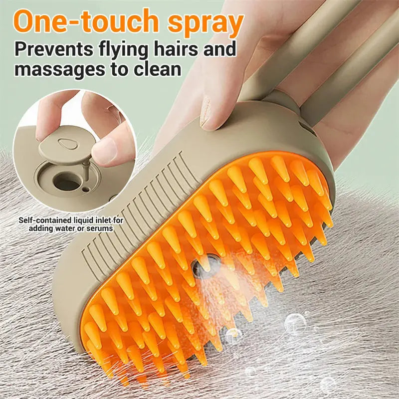 3-in-1 Cat & Dog Steam Brush - Electric Spray Grooming & Massage Comb - Directbuyers