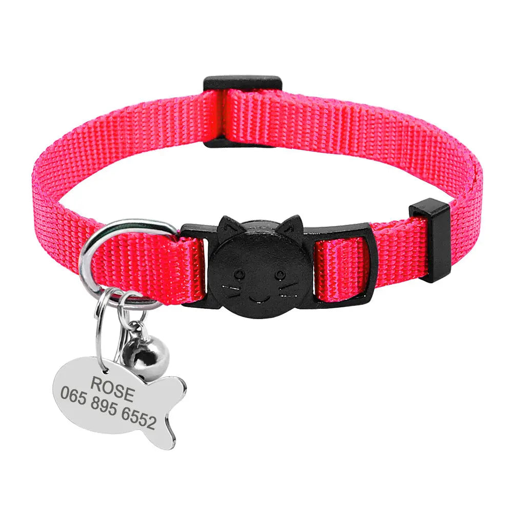 Personalized Safety Breakaway Nylon Quick Release Cat Collar ID Tag Set - Directbuyers