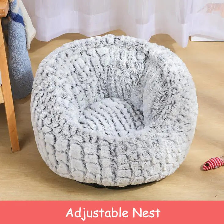 Pet Bed Soft Non-Slip Plush Kennel Round Cat Dog Nest Cushion Directbuyers