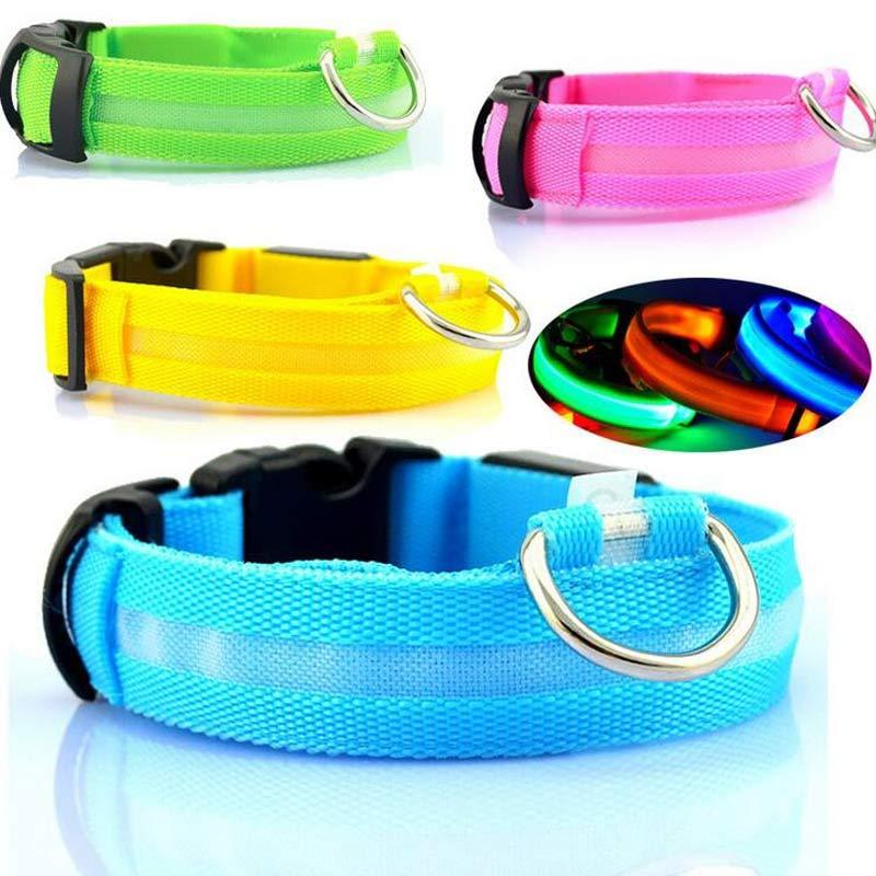 Nylon LED Pet Dog Luminous Collar Night Safety Flashing Glow in Dark Dog Cat Leash Adjustable Pet Supplies Directbuyers