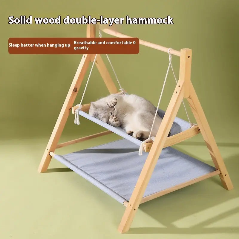 Double-Layer Cat Hammock - Universal Wooden Nest for All Seasons Directbuyers