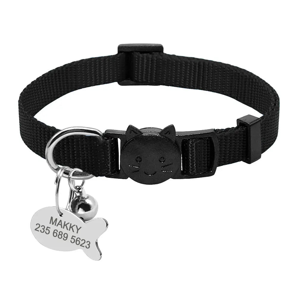 Personalized Safety Breakaway Nylon Quick Release Cat Collar ID Tag Set - Directbuyers