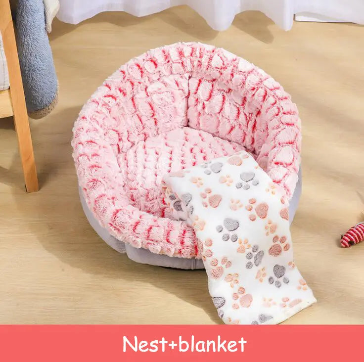 Pet Bed Soft Non-Slip Plush Kennel Round Cat Dog Nest Cushion Directbuyers