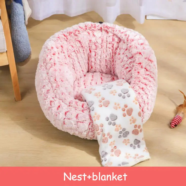 Pet Bed Soft Non-Slip Plush Kennel Round Cat Dog Nest Cushion Directbuyers