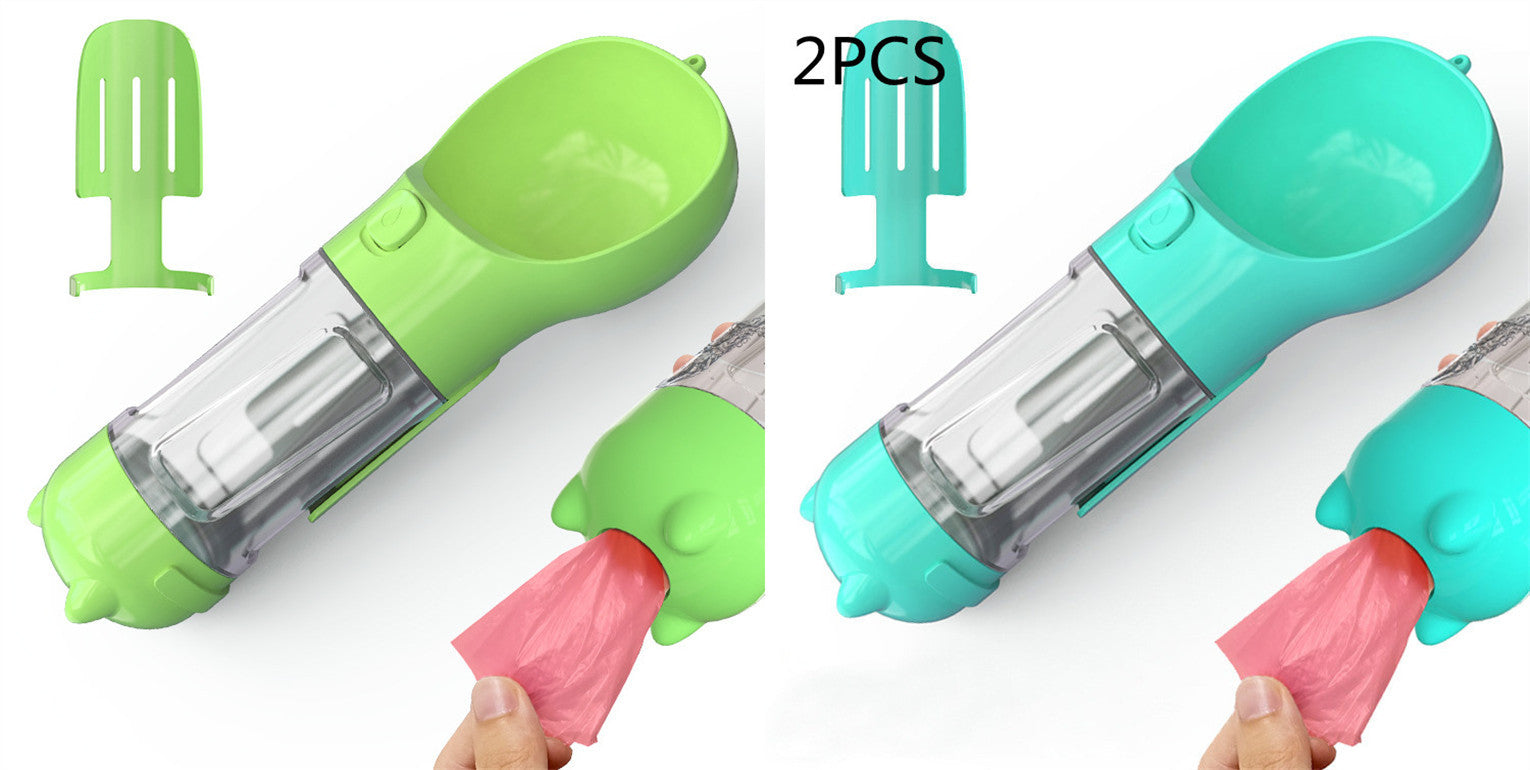 3-in-1 Portable Pet Water Bottle Feeder & Bowl with Garbage Bag Storage for Travel Directbuyers