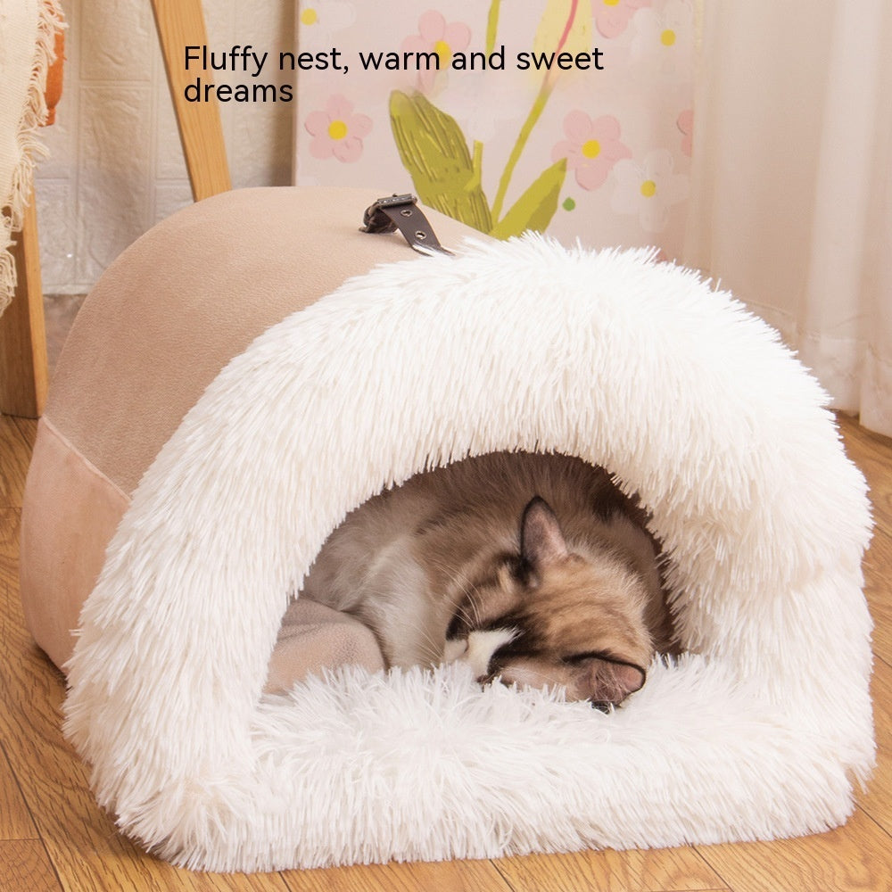 New Splice Portable Pet Nest - Warm, Moisture-Proof Dog & Cat Bed for Autumn/Winter Directbuyers