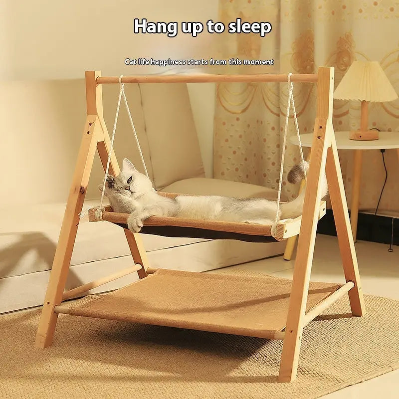 Double-Layer Cat Hammock - Universal Wooden Nest for All Seasons Directbuyers