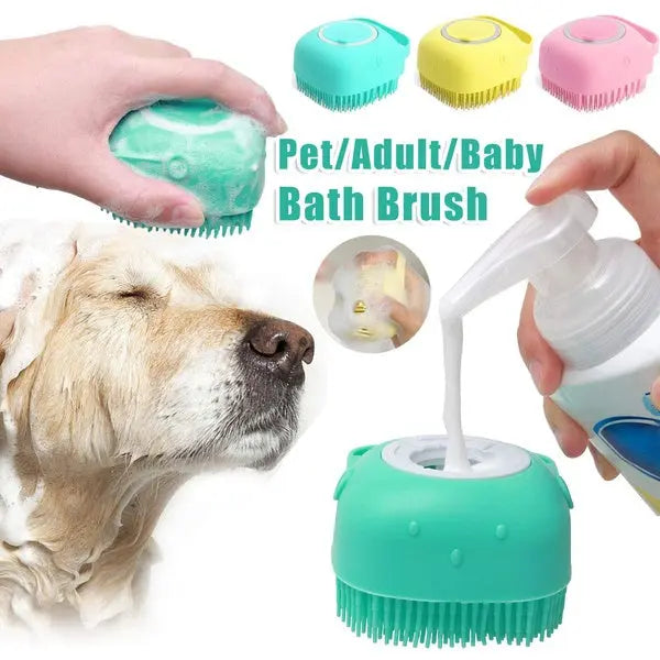 Silicone Dog Bath Massage Gloves - Grooming Brush for Dogs & Cats with Shampoo Dispensing - Directbuyers