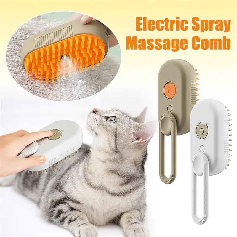 3-in-1 Cat & Dog Steam Brush - Electric Spray Grooming & Massage Comb - Directbuyers