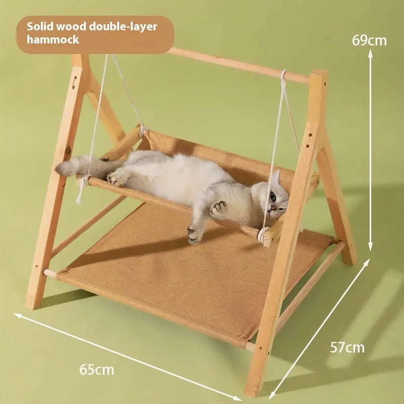 Double-Layer Cat Hammock - Universal Wooden Nest for All Seasons Directbuyers