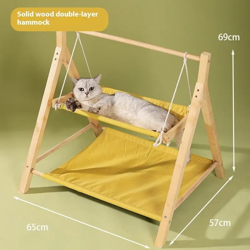 Double-Layer Cat Hammock - Universal Wooden Nest for All Seasons Directbuyers