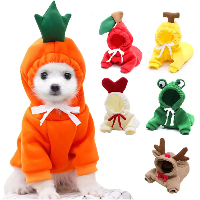 Cute Fruit Dog Clothes - Winter Fleece Hoodies for Small Dogs & Puppies Directbuyers