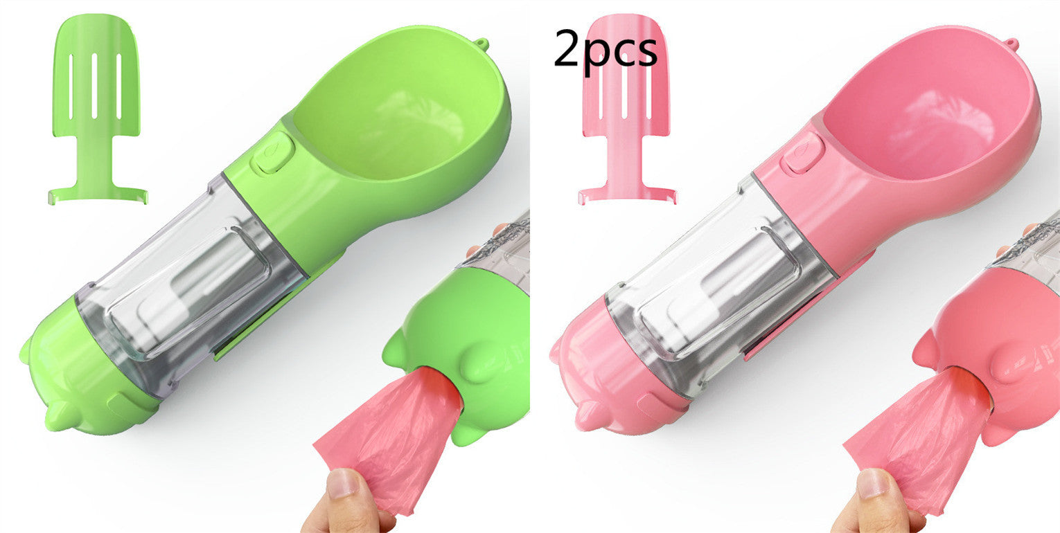 3-in-1 Portable Pet Water Bottle Feeder & Bowl with Garbage Bag Storage for Travel Directbuyers