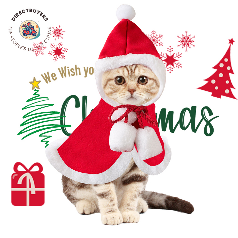 Christmas Pet Costumes: Soft and Thick Santa Claus Cape with Hat for Cats and Dogs