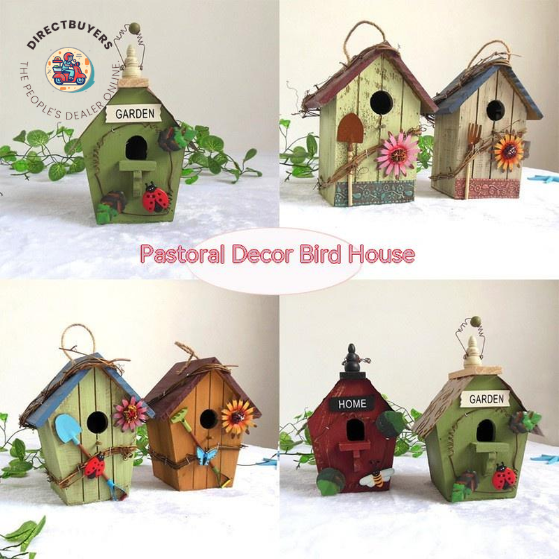 Wooden Bird House Outdoor Pendant